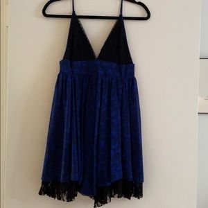 Blue and Black Lace Strap mini Dress